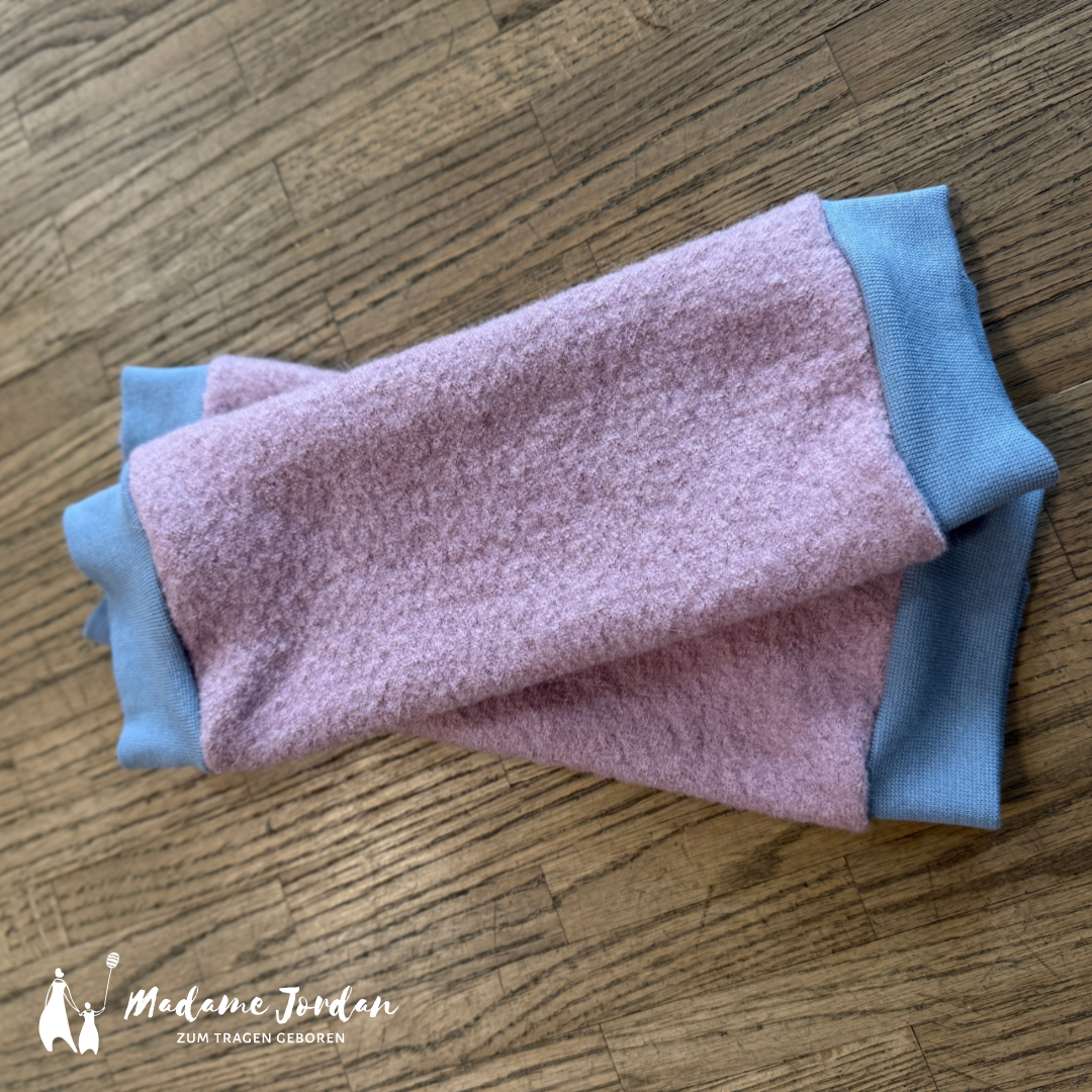 Stulpen Wollfleece - rosa / hellblau