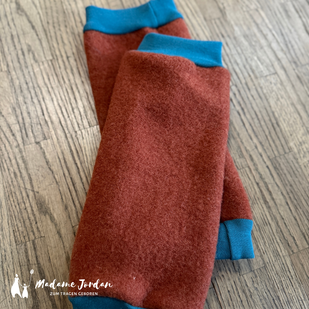 Stulpen Wollfleece  - terra / petrol