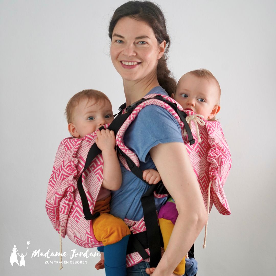 Twinset - Mr X & Twin Rückenteil - Fullbuckle Babytrage für Zwillinge - Winona pink Twinset - Mr X & Twin Rückenteil - Fullbuckle Babytrage für Zwillinge - Winona pink