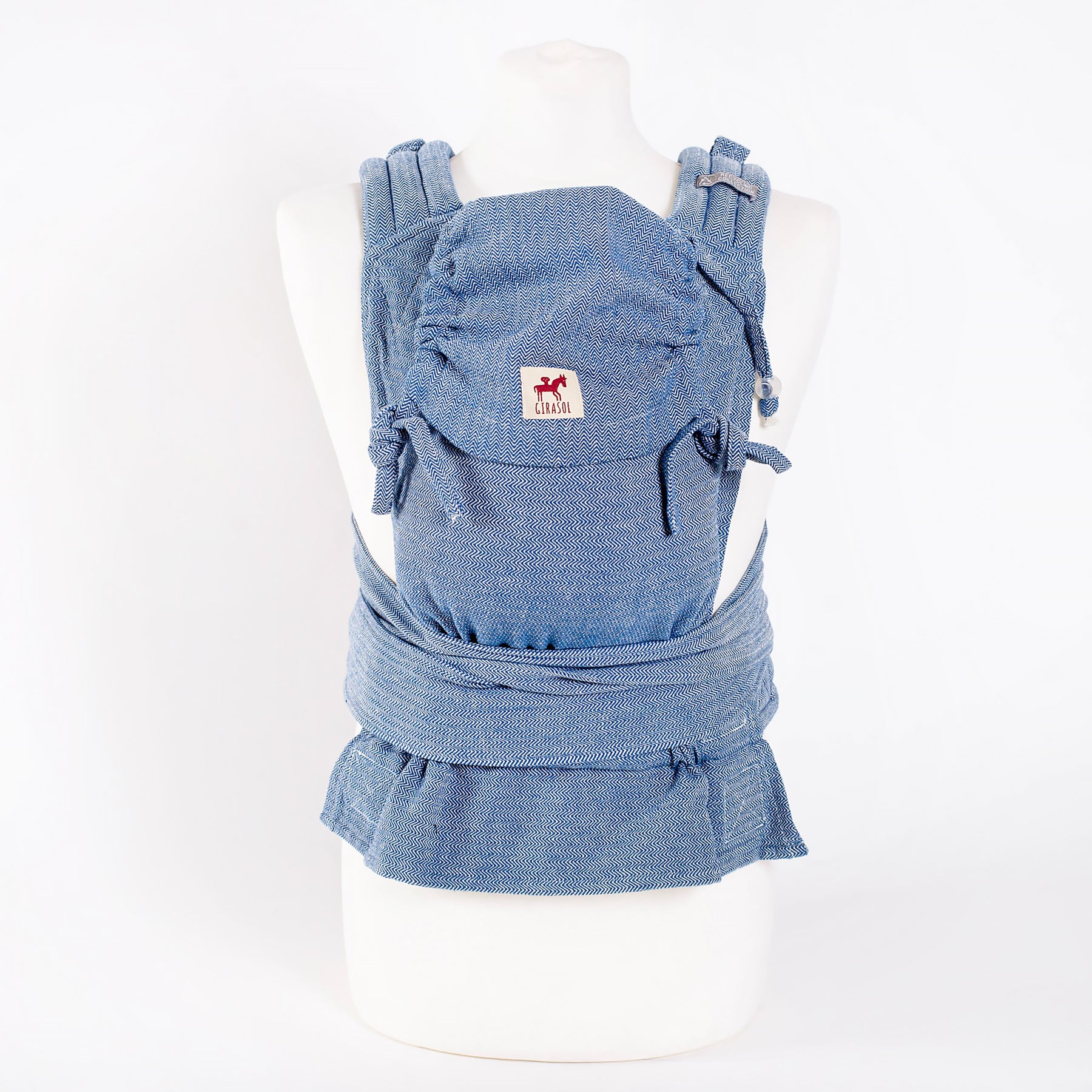 Girasol MySol - Babytrage ab Geburt - Hüftgurt mit Schnalle - Blue Tweed - Recycled Cotton