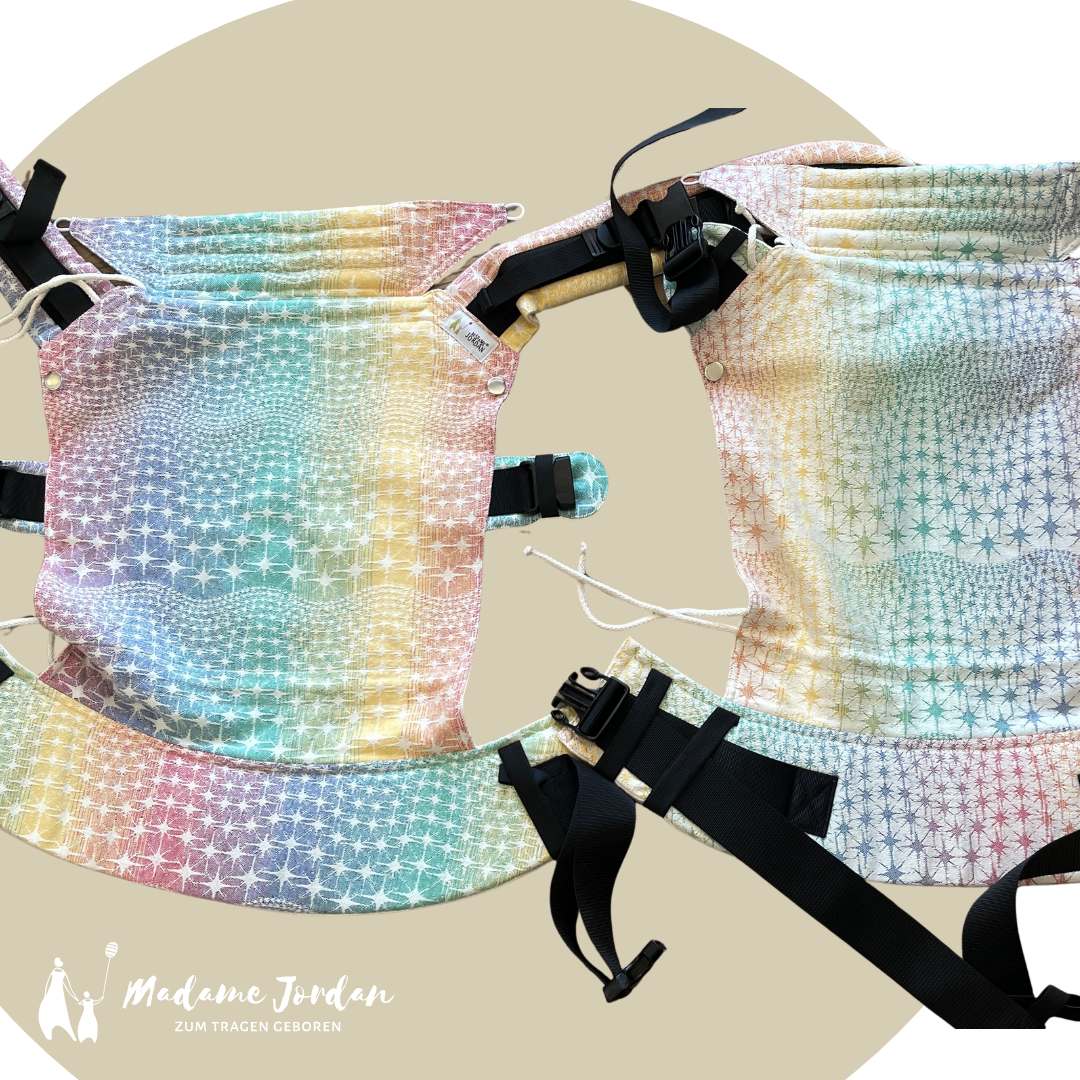 Madame Jordan TwinEase - Fullbuckle Babytrage für Zwillinge Supernova Cosmic ab Geburt