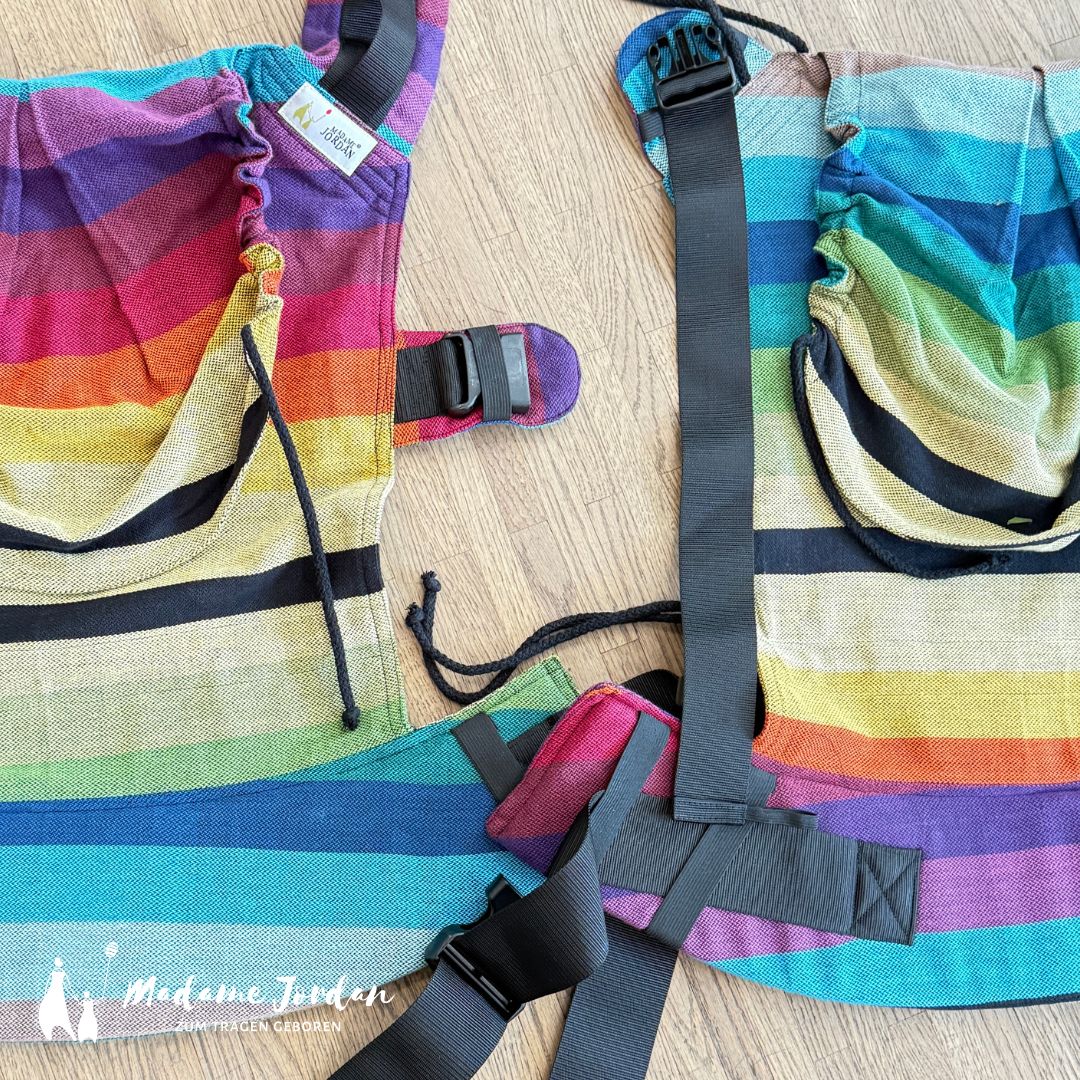 Twinset - Mr X & Twin Rückenteil - Fullbuckle Babytrage für Zwillinge - Regenbogen Symphyo