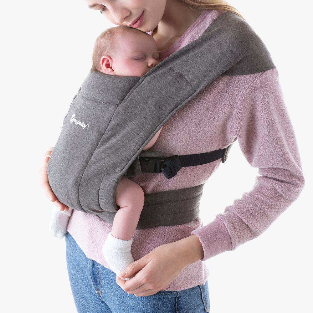 Ergobaby Embrace Babytrage für Neugeborene ab Geburt - Soft Knit Heather Grey