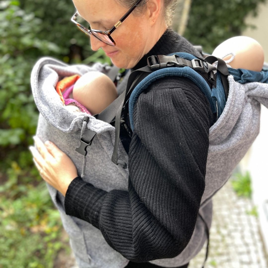 Tragecover Wollfleece für Zwillinge - Grau