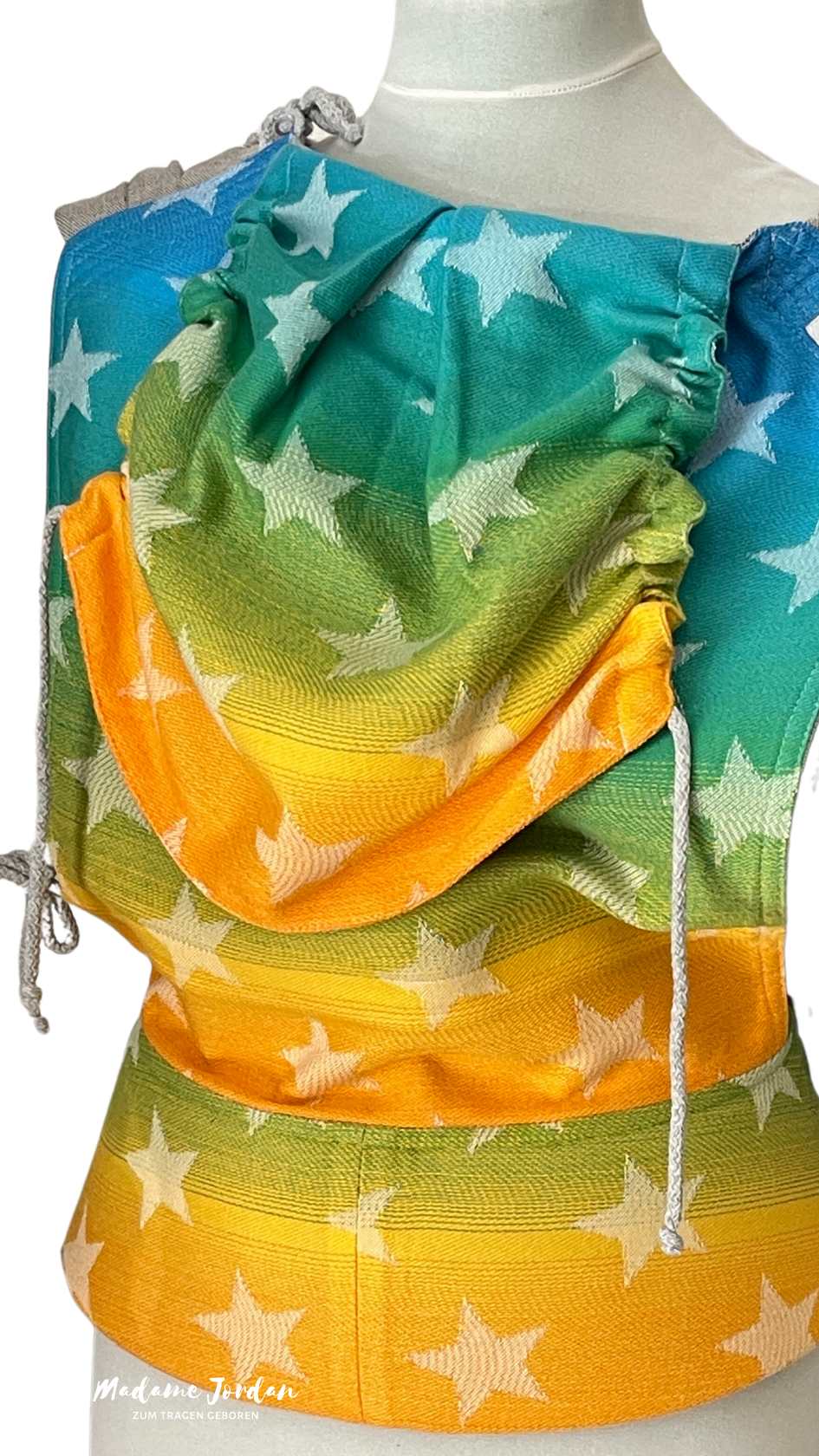 Wrap Conversion Mei Tai Halfbuckle - Rainbow Stars Spectrum - grün