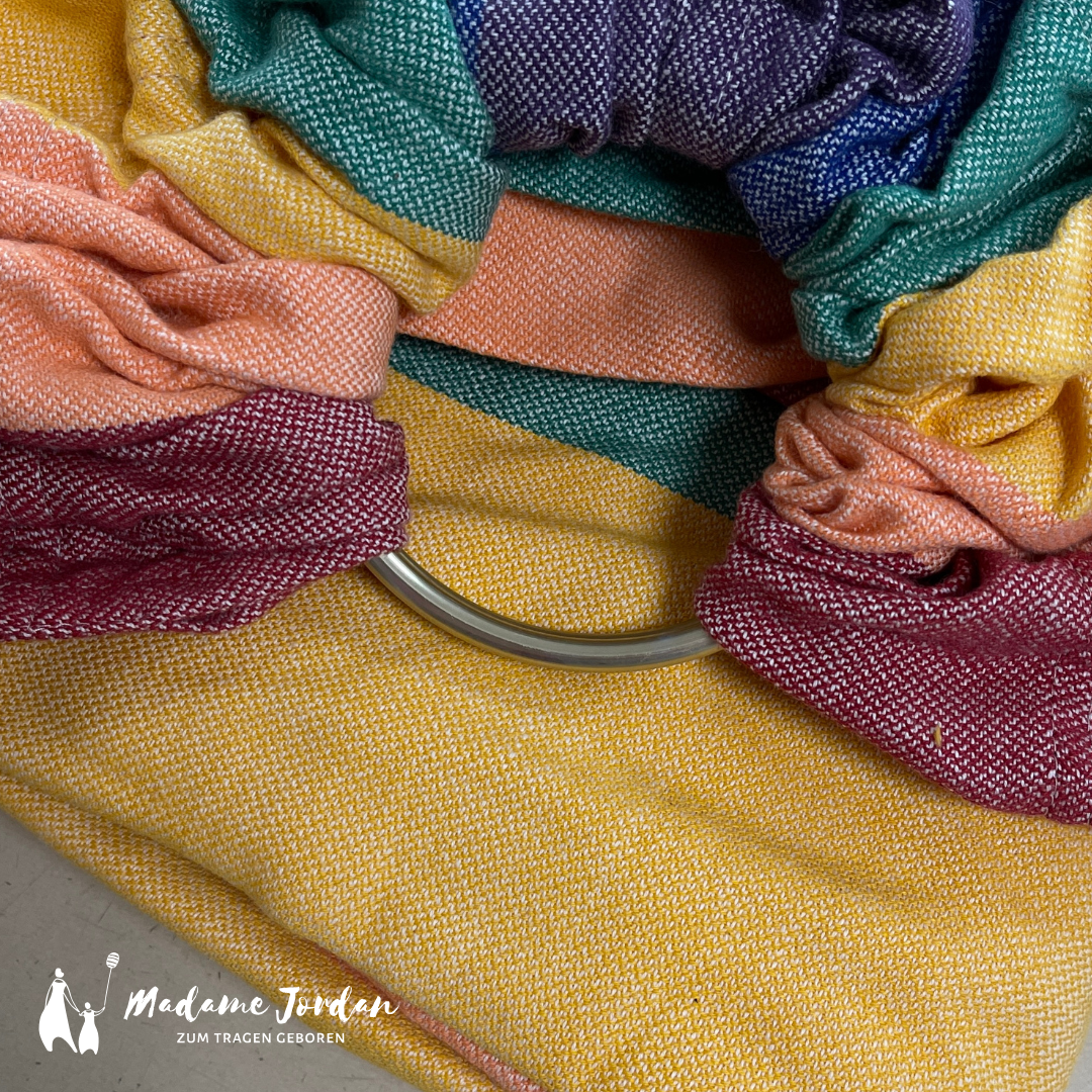 Ringsling für Zwillinge /Twins - Regenbogen Pride Creme