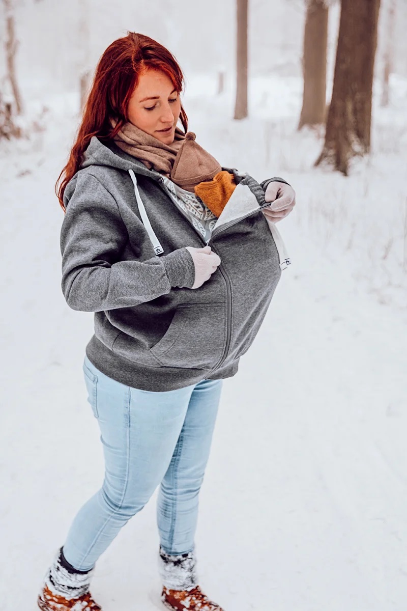 Schwangerschafts- und Tragesweatjacke Unisex – Anthrazit - M