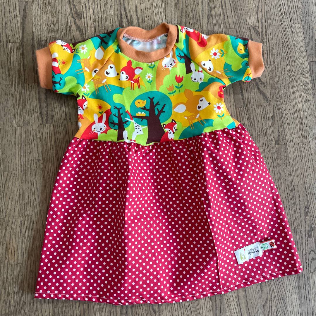 Sommer Kleid 'Hedi' - Rehe mit roten Pünktchen in Gr. 82/92