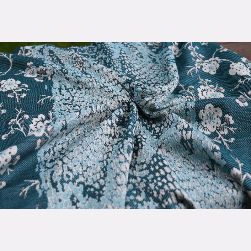 Yaro Tragetuch Flowersnake Duo Black Blue Wool Gr. 6 (4,6m)