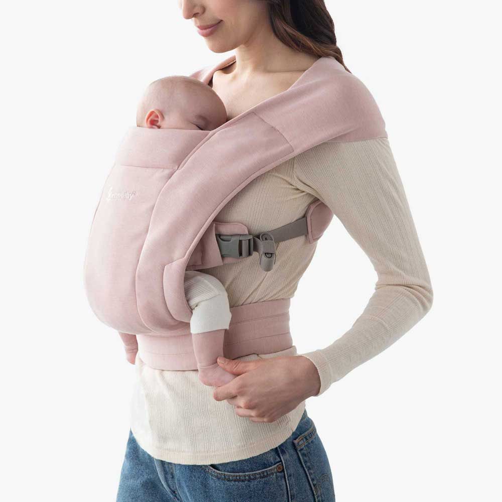 Ergobaby Embrace Babytrage für Neugeborene ab Geburt - Soft Knit Blush Pink