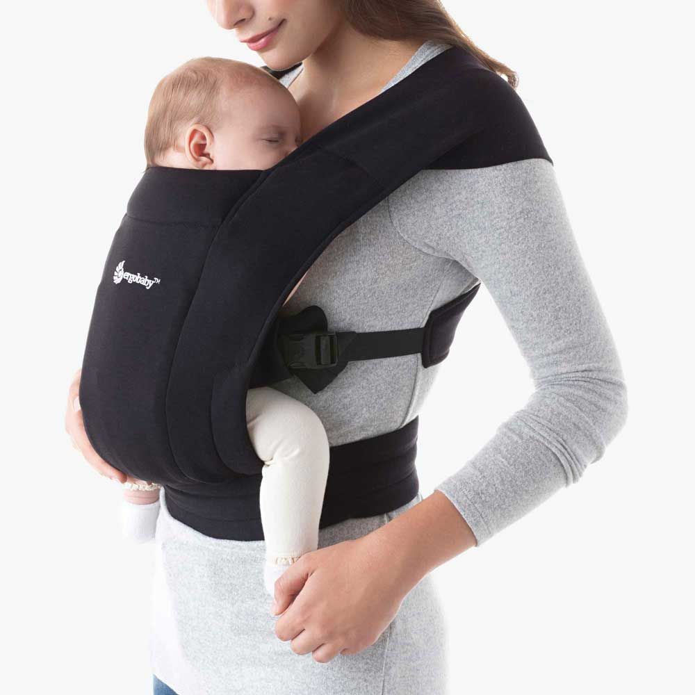 Ergobaby Embrace Babytrage für Neugeborene ab Geburt - Soft Knit Pure Black
