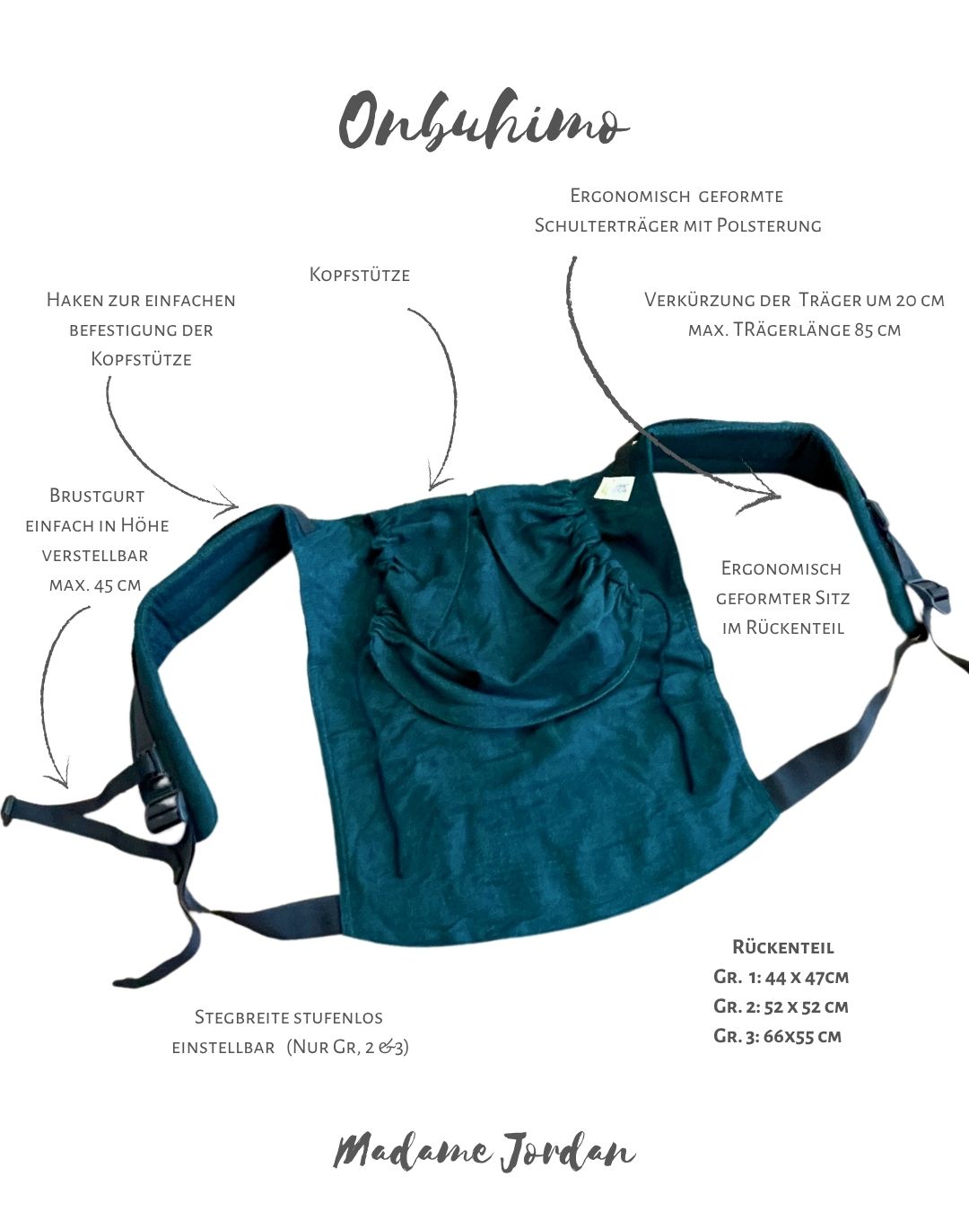 Deine Wunschtrage aus Tulipe Turquoise Tragetuchstoff - Sauvage Rouge - Onbuhimo Gr. 2
